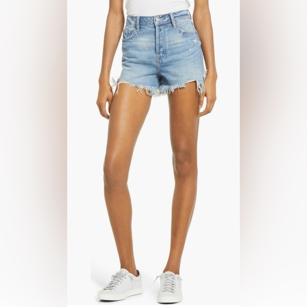 Hidden Blue Jeans Women high rise shorts size Large cut off denim button fly